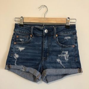 AEO Hi-rise shortie Jean denim shorts
